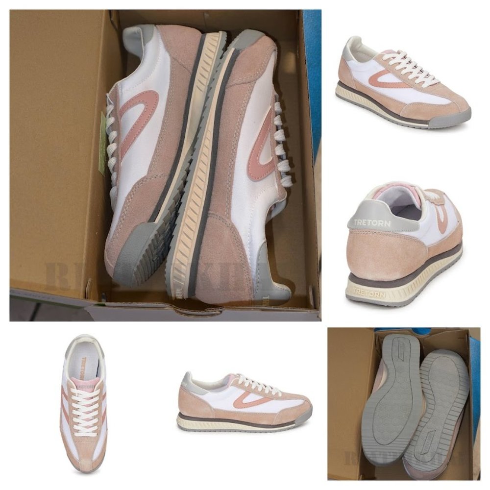 Tretorn Women's Pink White Gray Retro Runner Sneakers